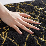 Badkamer badmat 40x60 zwart/goud marmer - Absorberend - Antislip - Wasbaar - Microvezel