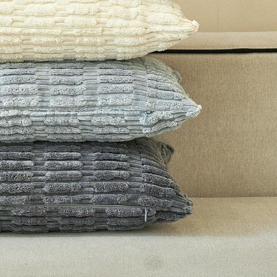 Set van 4 decoratieve kussenslopen, 30 x 50 cm, grijs, corduroy fluweel, kussen, bankkussen, sierkussen, wollige kussenslopen, kussenhoes voor bank, bank
