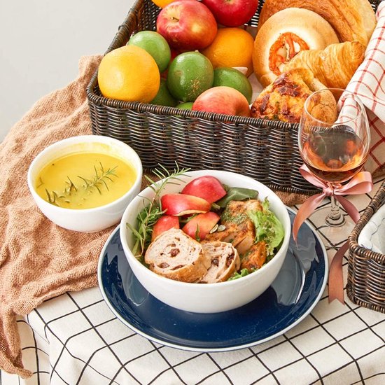 Set van 4 kommen, ronde porseleinen kommen, dessertkommen, snackkom, serveerkom, granenkom, 1100 ml, wit