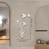 Muurtattoo Bloem 3D DIY Spiegelmuursticker voor woonkamer Muursticker voor slaapkamer Wanddecoratie voor bankachtergrond TV-muurachtergrond (59 x 31 in)