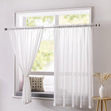 Vitrage bistrogordijn, wit, halftransparante gordijnen, set van 2 bistrogordijnen, voile transparant, kort voile gordijn met lussen, privacy, raamgordijn, decoratie voor woonkamer, keuken