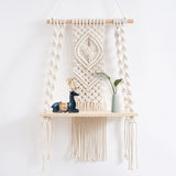 Wandrek van hout, macramérek, handgeweven natuurlijk drijfhout, wanddecoratie, boho, hangrek, macramé, decoratie, wandrekken voor woonkamer, slaapkamer, balkon, hal