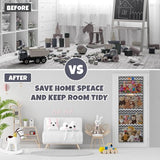 Opslag voor knuffeldieren, boven de deur-organizer voor knuffeldieren, babyaccessoires en vochtige doekjes, ademende hangorganizer met 4 grote vakken voor kinderkamer, slaapkamer, grijs