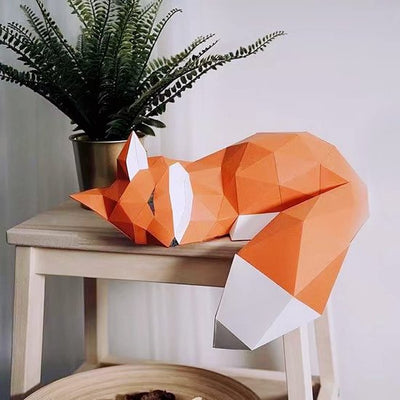 Fox Papercraft, Origami Fox, 3D Paper Craft Kit, DIY Paper Craft Templ