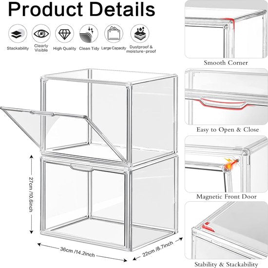 4-packs doorzichtige plastic handtas-opslagorganisator voor kast acryl displaydoos voor handtas stapelbare opbergdozen boek speelgoed