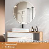 Spiegel rond, 40 x 40 cm, ronde spiegel met schroeven en hanger, ronde badkamerspiegel, om op te hangen, wandspiegel, rond, voor badkamer, slaapkamer, woonkamer, hal, decoratie, wit