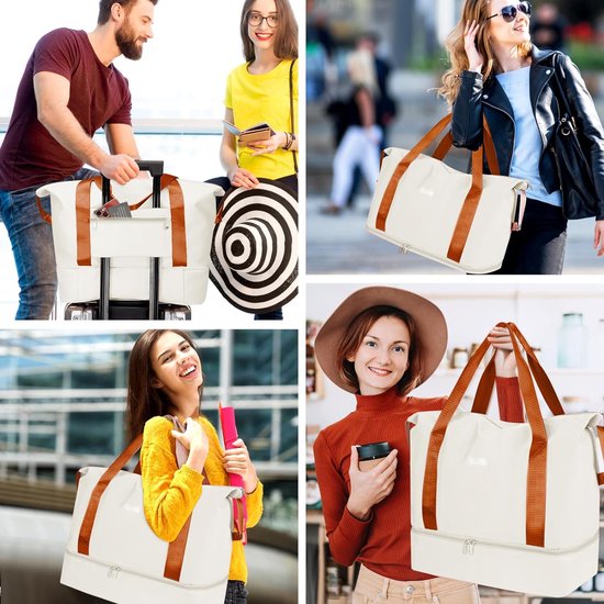 Opvouwbare reistas met schoenenvak en nat vak, waterafstotende weekendtas, gymtas, handbagage, tas, trainingstas voor dames en heren