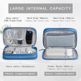 Kabeltas, kabelorganizer, organizer voor elektronische accessoires, draagbare kabelorganizer, dubbele kabeltas voor elektronische accessoires, USB-powerbank, oplaadkabel voor SD-kaart, blauw