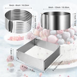 3 stuks taartringen, verstelbare set, bakframe, rechthoekig verstelbaar, taartbodemsnijhulp, taartvormset voor bakken en voor het bereiden van taarten, voor bakken, gelaagde taarten