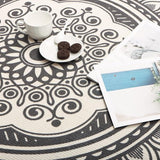 120 cm rond tapijt, katoenen tapijt met kwastjes, wasbaar mandala-bedrukt tapijt, Boheems Marokko, modern tapijt voor slaapkamer, woonkamer, keuken