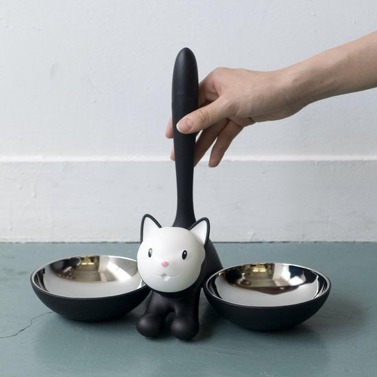 Kattenbak van roestvrij staal en thermoplastische hars, zwart, 32 cm