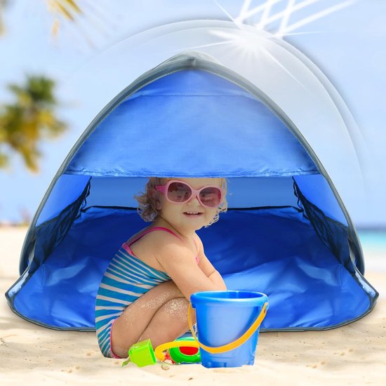 Mini-hoofdtent, pop-up tent mini, mini-hoofdtent, pop-up tent tegen de zon, strandopvang pop-up hond, mini-strandtent, ideaal voor strandkamperen en buitenactiviteiten (koningsblauw)