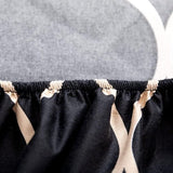 Hoeslaken, 200 x 200 cm, zwart geometrisch roosterpatroon hoeslaken, zacht microvezel boxspringlaken geschikt voor matrassen van 30 cm