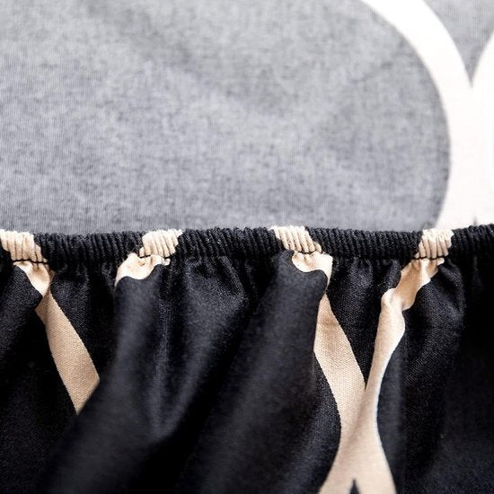 Hoeslaken, 200 x 200 cm, zwart geometrisch roosterpatroon hoeslaken, zacht microvezel boxspringlaken geschikt voor matrassen van 30 cm