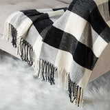 Zachte, gebreide, wollen deken, kwast, plaid, knuffeldeken, bankdeken, slaapdeken, deken, deken, deken, 127 x 152 cm, meerkleurig (zwart)