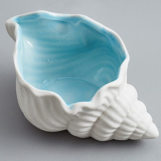 Zee Shell schelp sierschaal decoratieve schaal sieraden decoratief dienblad keramiek sleutel opbergschaal dinerbord porselein desserttelle sleutelschaal hal sleutelrek (19,5 x 12 x 9 cm)