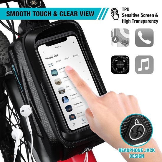 Fietsframetas Waterdichte fietstas Stuurtas Bovenbuistas Mobiele telefoonhouder Mobiele telefoonhoes voor smartphones tot 7,2 inch met regenhoes TPU Touchscreen