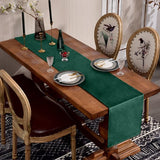SEASHORE TREE Hoogwaardige tafelloper, tafellinnen, effen, onderhoudsvriendelijk, tafelloper, fluweel, kleur en maat naar keuze, donkergroen, 35 x 180 cm