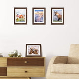 Set van 4 fotolijsten 13x18 cm, bruine rustieke fotolijsten voor 18x13 foto's met passe-partouts of 15x20 foto's zonder passe-partouts, wand- of tafelstandaard