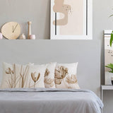 Bloemen Kussensloop 40 x 40 cm, set van 4 outdoor kussens, sierkussens, linnen, kussenhoezen, bloemenpatroon, aquarelschilderij, kussenhoezen voor bank, woonkamer, sierkussen, 40 x 40 cm