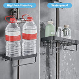 Doucheplank zonder boren metalen doucheplank met ophanging voor 22 mm-25 mm douchestang badkamerplank voor douchehouder 2 niveaus zwart