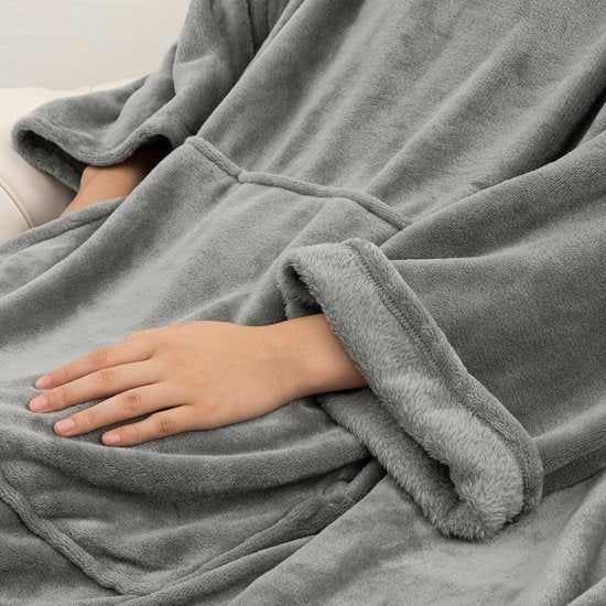 Knuffeldeken met mouwen en voetenzak, fleece, microvezel, zachte fleecedeken, dagdeken, tv-deken om aan te trekken, cadeau voor vriendin moeder