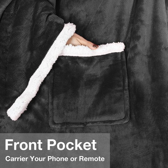 Platinum Warme deken met mouwen, dubbel microvezelfleece, voor volwassen vrouwen en mannen, 183 x 140 cm