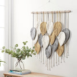 Macramé wandtapijt, groot wandtapijt, geweven wandtapijt, boho, macramé, wandtapijt, geweven wandtapijt, bladveer, wanddecoratie, chique geweven kunst voor slaapkamer, woonkamer, decoratie