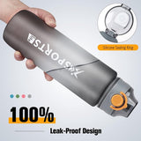 1 liter drinkfles, sportdrinkfles, 1 l, waterfles met afsluitdeksel en lekvrij, BPA-vrij Tritan, voor sportschool, school, fietsen, outdoor, sport, fitness en kantoor