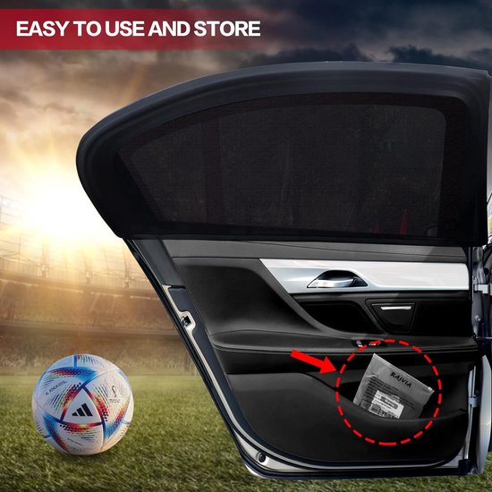 Universele zonneklep, autonet, zonwering voor baby's met gecertificeerde UV voor zijruiten, mesh-materiaal, beschermt passagiers, kinderen en huisdieren (XL)