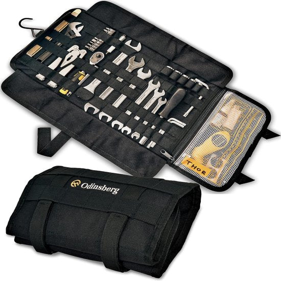 Heavy Duty Tool Roll Gereedschapstas voor motorfiets, zonder inhoud, gereedschapstas met tactisch Molle-systeem, 56 elastische lussen en binnenzak om je gereedschapsmap te beheren