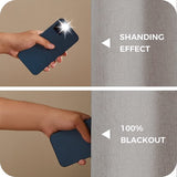 Set van 2 verduisteringsgordijnen, ondoorzichtige gordijnen met ringen, beige, 145 x 132 cm (h x b), thermogordijn, linnen, kort, voor woonkamer, kinderkamer, slaapkamer, set van 2