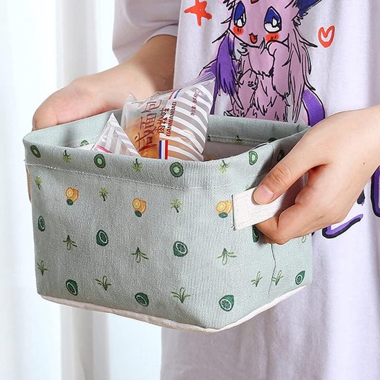 Luiertafel organizer, 4 stuks opbergmand voor kinderen, stoffen opbergmanden, opbergdoos, met 2 handgrepen aan beide zijden, linnen en stoffen dozijn (20,3 x 16,5 x 13 cm)