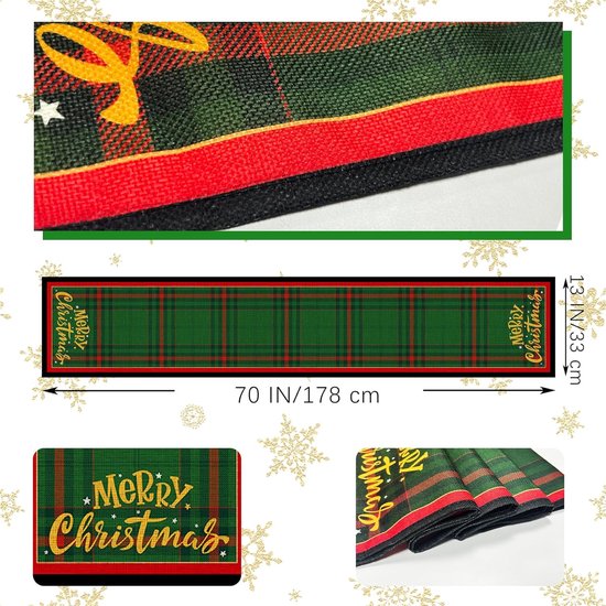 Table Runner Christmas – Green Checked Christmas Table Runner | Table Runner Christmas Green | Sander Table Runner Christmas | Christmas Table Decoration | Table Runner Christmas