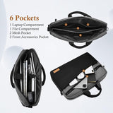 Laptoptas, aktetas, geschikt voor laptops tot 13-17,3 inch, uitbreidbare waterdichte schoudertas, draagtas, notebooktas, pc, computertas met RFID-vakken, grijs,