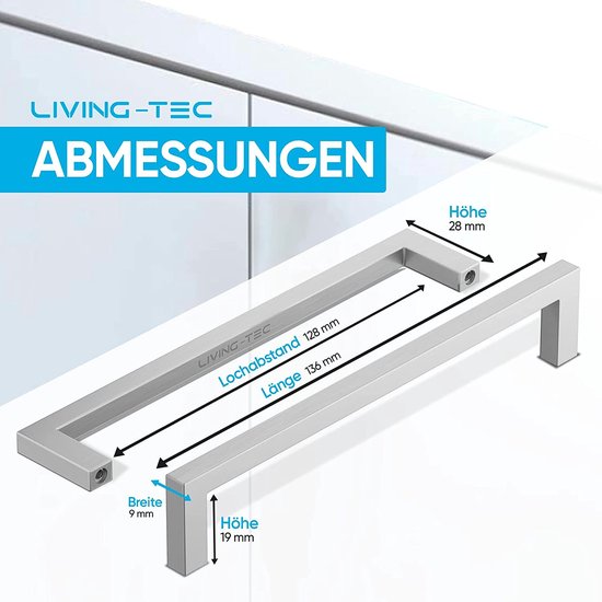 Kastgrepen 128 mm - hoogwaardige meubelgrepen van volledig geborsteld roestvrij staal - grepen voor keukenkasten, keukenmeubels - keukengrepen in randdesign - metalen meubelgreep