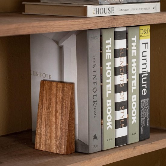 Wooden Bookends Bookend Book Holder for Shelves Decorative Bookends Bookends (Acacia - 1 Pair)