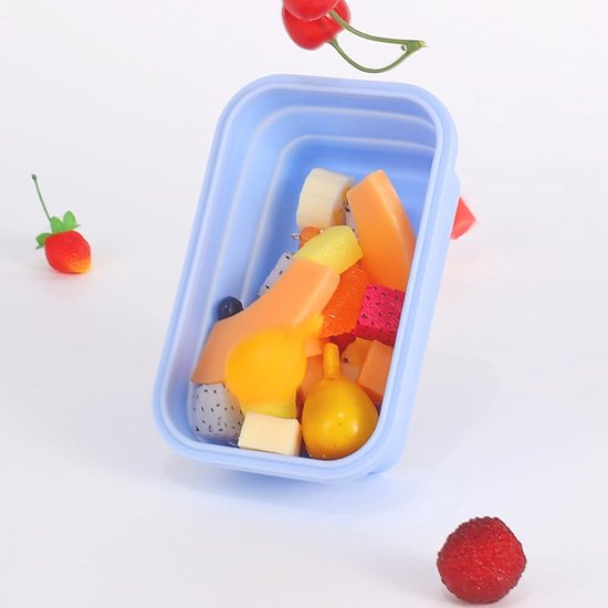 Set van 2 opvouwbare voedselbewaardozen met deksel, opvouwbare siliconen broodtrommel, BPA-vrij, opvouwbare voedselbewaarcontainers, siliconen opvouwbare container, voor kamperen, picknicken, wandelen, kantoor, keuken