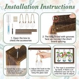 Vaas met vintage houten frame en 3 grote glazen vazen