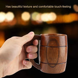 Houten beker, drinkbeker bierpul houten bierpul natuurlijke houten bierpul retro grote capaciteit theewater klassieke houten beker met handvat