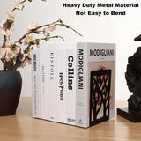 Set of 6 Metal Bookends, Heavy Bookends, Scratch-Resistant and Non-Slip Bookends, Black for Children, Office, Living Room and Study Room, School, Bookstore and Library (17 x 12 cm)