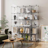 Schoenenrek, DIY Cube reksysteem, set van 16 kubussen, 30 x 40 cm, ruimteverdeler van kunststof, opslag van kleding, schoenen en boeken, 16 stuks, semi-transparant