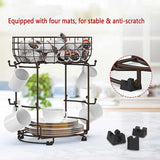 Bekerhouder, staande krakelstandaard, capsulehouder, kopjesrek, organizer, metaal, voor koffiekopjes en bekers, koffiebar, accessoires en keukenorganisatie, 12 haken (brons)