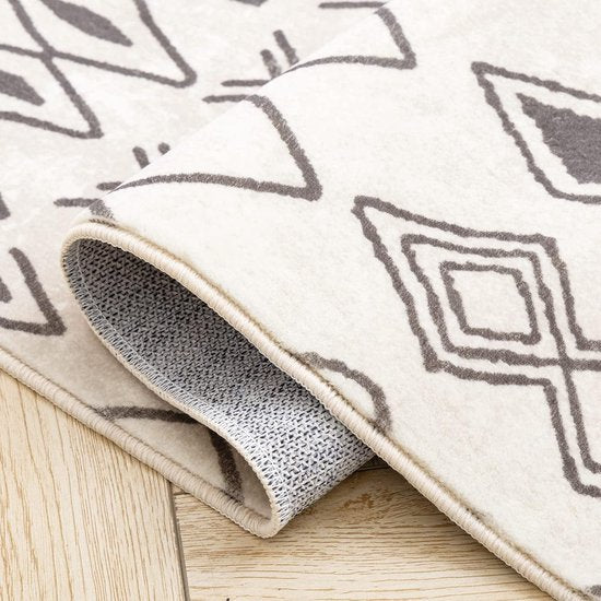 Lopertapijt 60 x 210 cm antislip lang keukentapijt wasbaar vloerkleed runner zacht microvezel geometrisch vloerkleed hardlooptapijt (beige)