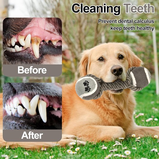 Hondenspeelgoed, robuust touwkauwspeeltje voor agressieve kauwers, interactief touwtrekken, hondentouwen voor honden, tandenpoetsen