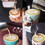 Melkkannetje, melk pitcher 350ml / 12 fl.oz. melkkan van roestvrij staal, melkschuimkannetje melk opschuimen voor cappuccino en latte stijl, zilver