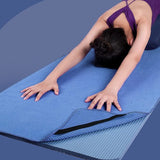 Microfiber Hot Yoga handdoekmat met antislip siliconen handvat en veilige rubberen banden, 24 x 72 inch, blauw