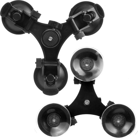 Triple Cup - camera-zuignaphouder - drievoudige zuignaphouder met 1/4 schroefdraad en 360 graden statiefkogelkop (Triple Cup set)