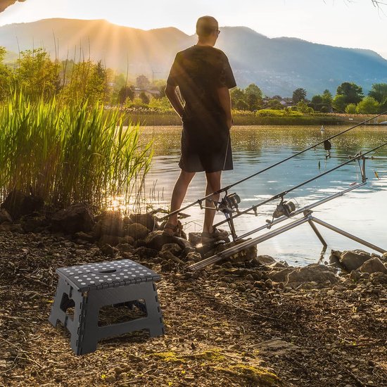 Inklapbare opstapkruk, opvouwbare opstapkruk, 22 cm, 150 kg, hoogte, antislip, light, voor keuken, badkamer, slaapkamer