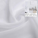 Voile gordijnen met oogjes, halftransparant, kort, linnenlook, voorhang, vitrage, wit, 145 x 140 cm (h x b) voor woonkamer, slaapkamer, kinderkamer, set van 2